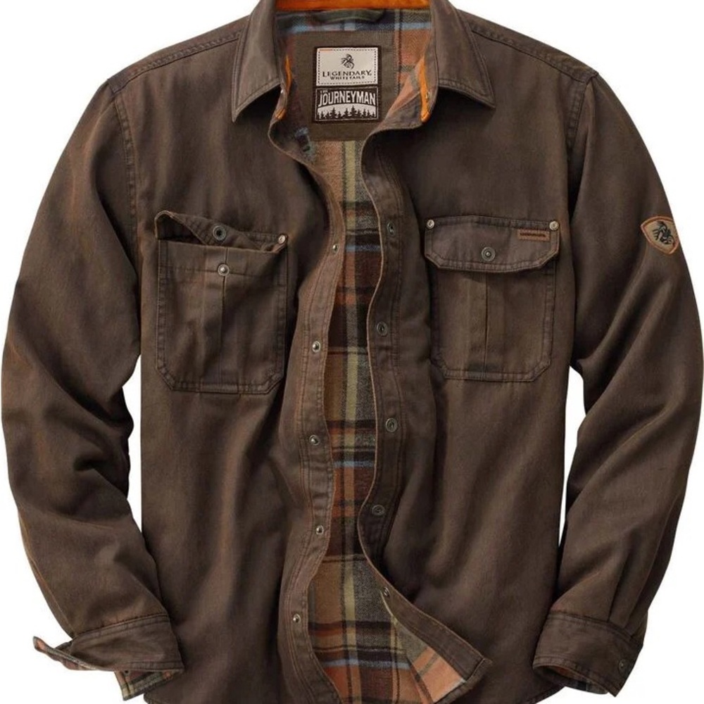 Legendary Whitetails Men's Journeyman Flannel Lined Shirt Jacket in Tobacco